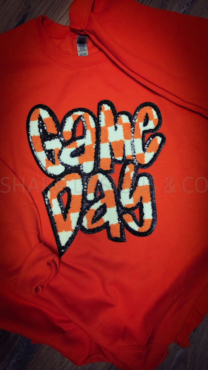 Game Day Checkered Chenille Sweatshirt